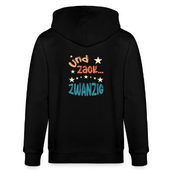 Und zack Zwanzig - Stanley/Stella Unisex Bio-Kapuzenjacke CULTIVATOR  - Schwarz - Hinten - Anna (173cm)