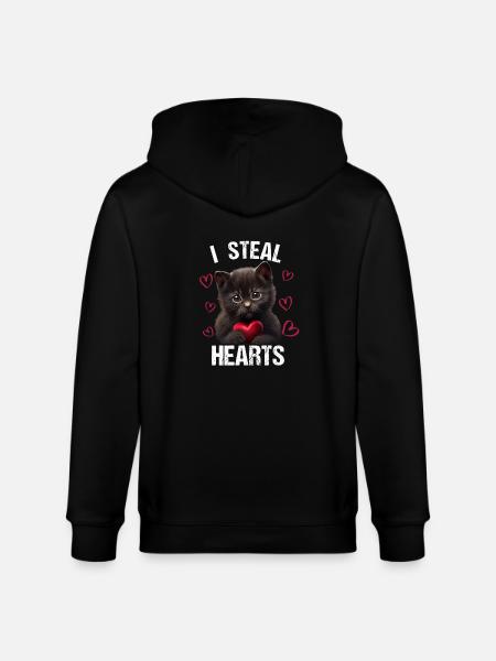 I steal hearts cat - Stanley/Stella CULTIVATOR Unisex Organic Hooded Jacket - black