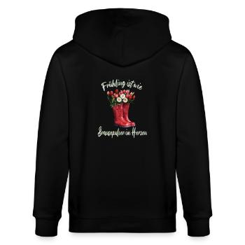 Frühling ist wie Brausepulver im Herzen - Stanley/Stella Unisex Bio-Kapuzenjacke CULTIVATOR  - Schwarz - Hinten - Anna (173cm)