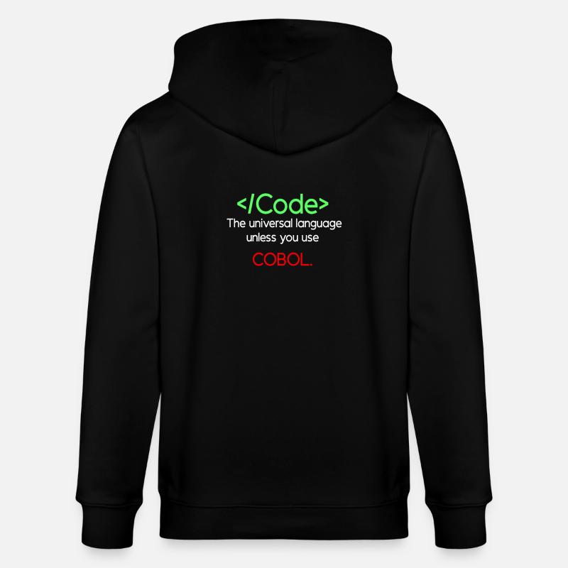 Funny Cobol Code Design - Stanley/Stella CULTIVATOR  Unisex Organic Hooded Jacket - black