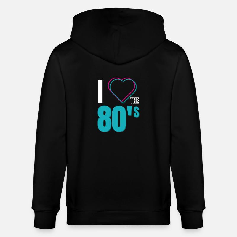 J’AIME LES ANNÉES 80 - Veste à capuche bio CULTIVATOR Stanley/Stella Unisexe - noir