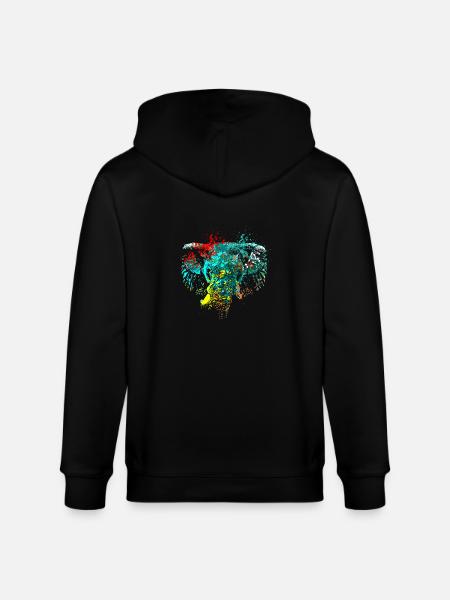 Splash Art Elephant Head - Stanley/Stella CULTIVATOR Unisex Organic Hooded Jacket - black