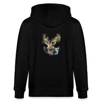 Cerf avec des fleurs - Veste à capuche bio CULTIVATOR Stanley/Stella Unisexe - noir - Dos - Anna (173cm)