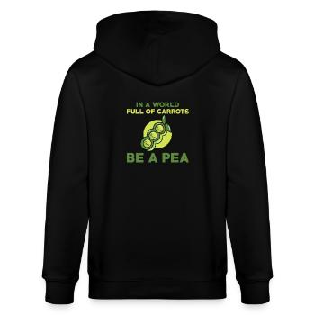 Funny pea pod - Stanley/Stella CULTIVATOR  Unisex Organic Hooded Jacket - black - Back - Anna (173cm)