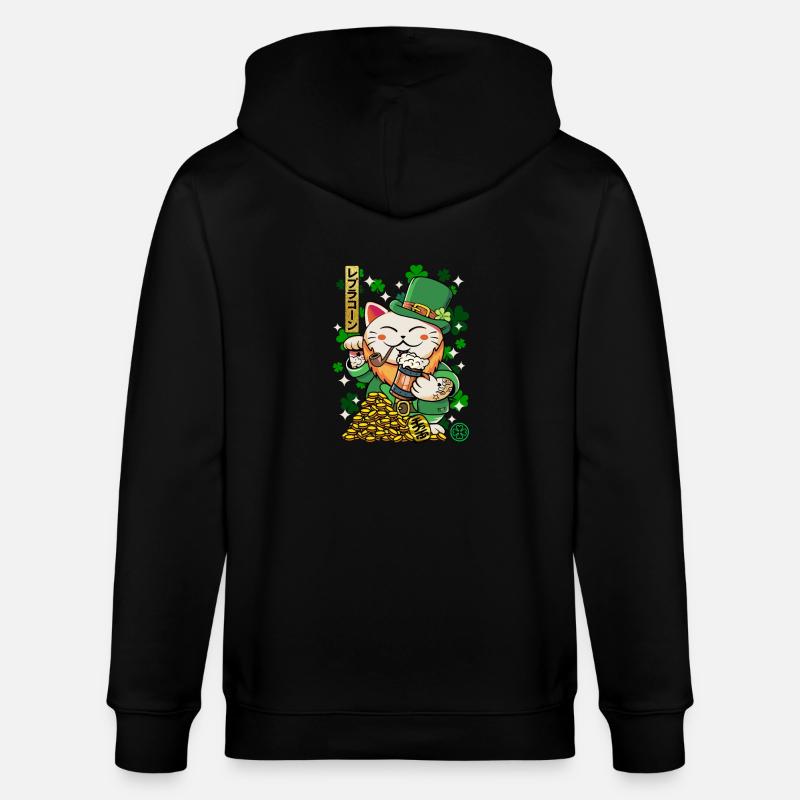 Saint Patrick - Luprechaun Maneki Neko - Veste à capuche bio CULTIVATOR Stanley/Stella Unisexe - noir