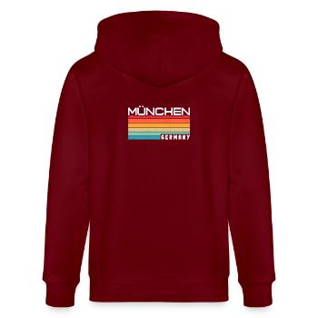 Münchnerin Münchner München - Stanley/Stella Unisex Bio-Kapuzenjacke CULTIVATOR  - Burgunderrot - Hinten - Anna (173cm)