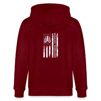 USA Fahne Radiologieassistent Amerika - Stanley/Stella Unisex Bio-Kapuzenjacke CULTIVATOR  - Burgunderrot - Hinten - Anna (173cm)