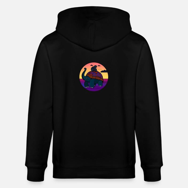 turtle elephant monkey mythical creature - Stanley/Stella CULTIVATOR  Unisex Organic Hooded Jacket - black