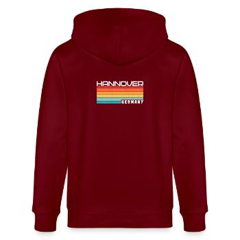 Hannoveranerin Hannoveraner Hannover - Stanley/Stella Unisex Bio-Kapuzenjacke CULTIVATOR  - Burgunderrot - Hinten - Anna (173cm)