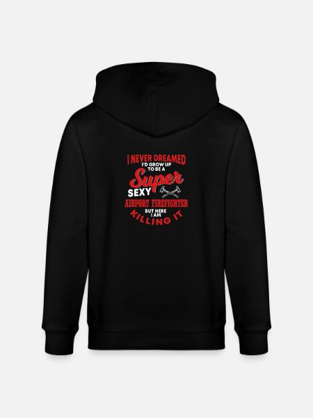 Funny airport firefighter - Stanley/Stella CULTIVATOR  Unisex Organic Hooded Jacket - black