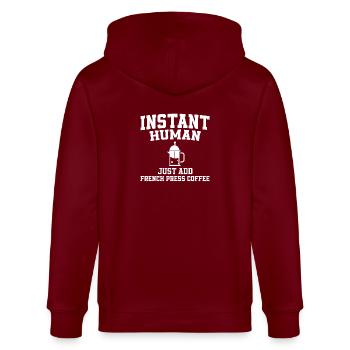 French coffee press saying - Stanley/Stella CULTIVATOR  Unisex Organic Hooded Jacket - burgundy - Back - Anna (173cm)