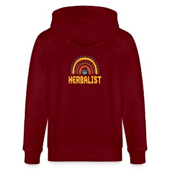 Herbalists Rainbow Design - Stanley/Stella CULTIVATOR  Unisex Organic Hooded Jacket - burgundy - Back - Anna (173cm)
