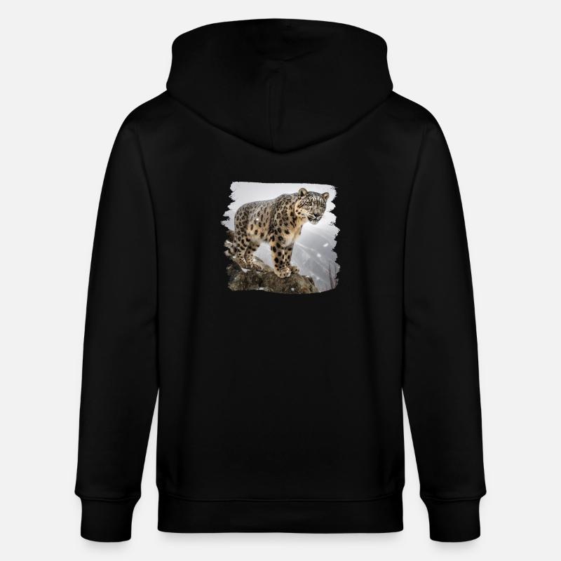 Snow Leopard Snow Leopard - Stanley/Stella CULTIVATOR Unisex Organic Hooded Jacket - black
