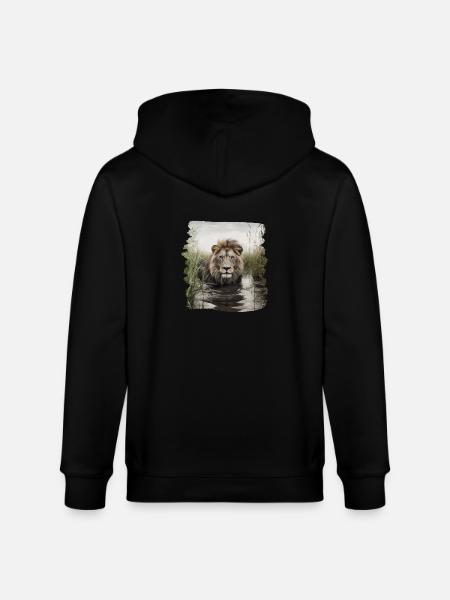 Lion realistic lion - Stanley/Stella CULTIVATOR Unisex Organic Hooded Jacket - black