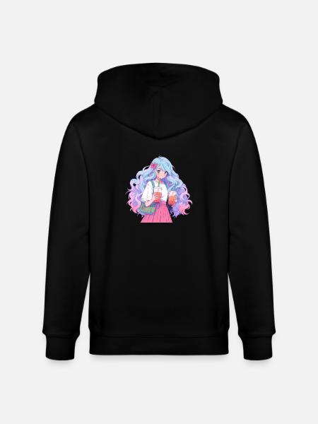 Anime and Boba Bubble Tea - Stanley/Stella CULTIVATOR Unisex Organic Hooded Jacket - black