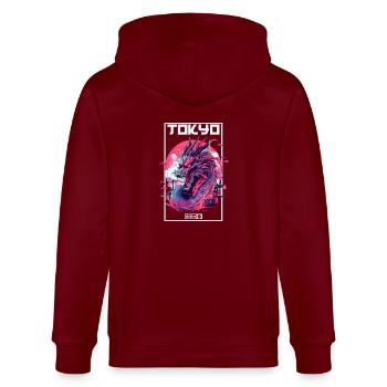 Tokio Asien 80er Japanischer Retro Drache Drachen - Stanley/Stella Unisex Bio-Kapuzenjacke CULTIVATOR  - Burgunderrot - Hinten - Anna (173cm)