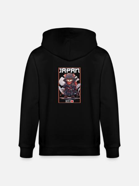 Asia Cat Japanese Samurai Samurai - Stanley/Stella CULTIVATOR  Unisex Organic Hooded Jacket - black