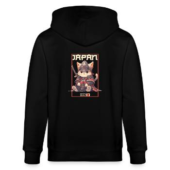Asia Cat Japanese Samurai Samurai - Stanley/Stella CULTIVATOR  Unisex Organic Hooded Jacket - black - Back - Anna (173cm)