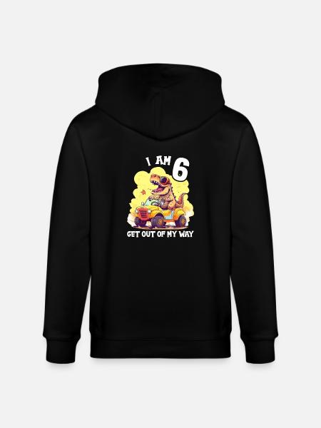 T-Rex Drives Monster Truck I'm 6th Birthday - Stanley/Stella CULTIVATOR  Unisex Organic Hooded Jacket - black