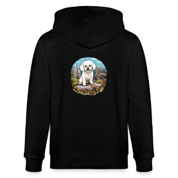 Chien Bichon Friesé - Veste à capuche bio CULTIVATOR Stanley/Stella Unisexe - noir - Dos - Anna (173cm)