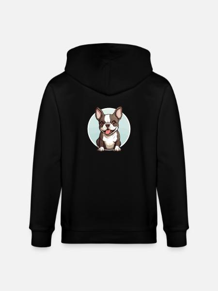 Dog Boston Terrier - Stanley/Stella CULTIVATOR  Unisex Organic Hooded Jacket - black