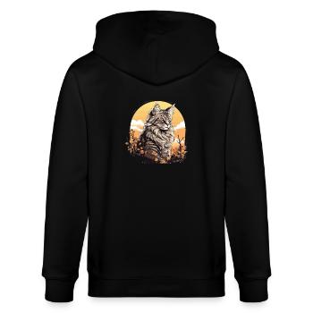 Maine Coon - Stanley/Stella Unisex Bio-Kapuzenjacke CULTIVATOR  - Schwarz - Hinten - Anna (173cm)
