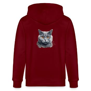 British Shorthair - Stanley/Stella CULTIVATOR  Unisex Organic Hooded Jacket - burgundy - Back - Anna (173cm)