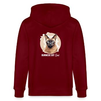 Burmese Cat Burma Katze - Stanley/Stella CULTIVATOR  Unisex Organic Hooded Jacket - burgundy - Back - Anna (173cm)