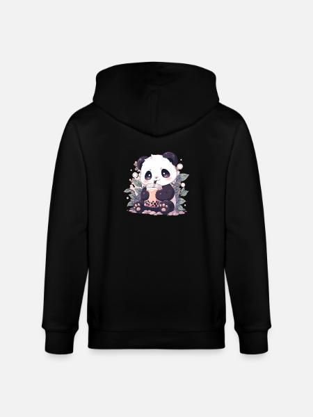 Kawaii Panda Drankjes Boba Bubble Tea Chibi - Stanley/Stella Uniseks bio-ziphoodie CULTIVATOR - zwart