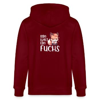 Lustiger Fuchs Spruch Füchse Bin halt ein Fuchs - Stanley/Stella Unisex Bio-Kapuzenjacke CULTIVATOR  - Burgunderrot - Hinten - Anna (173cm)