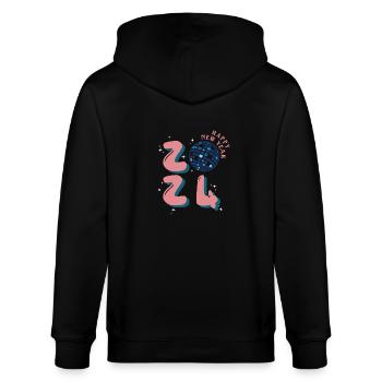 Happy new year 2024 - Stanley/Stella Unisex Bio-Kapuzenjacke CULTIVATOR  - Schwarz - Hinten - Anna (173cm)