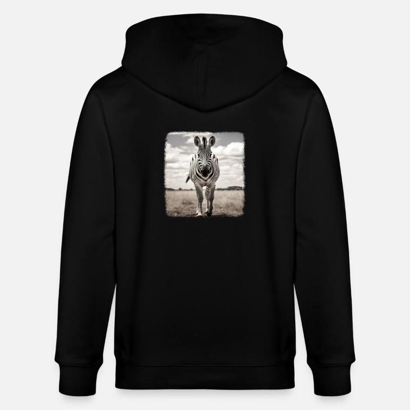 Zebras realistic Zebra - Stanley/Stella Unisex Bio-Kapuzenjacke CULTIVATOR  - Schwarz