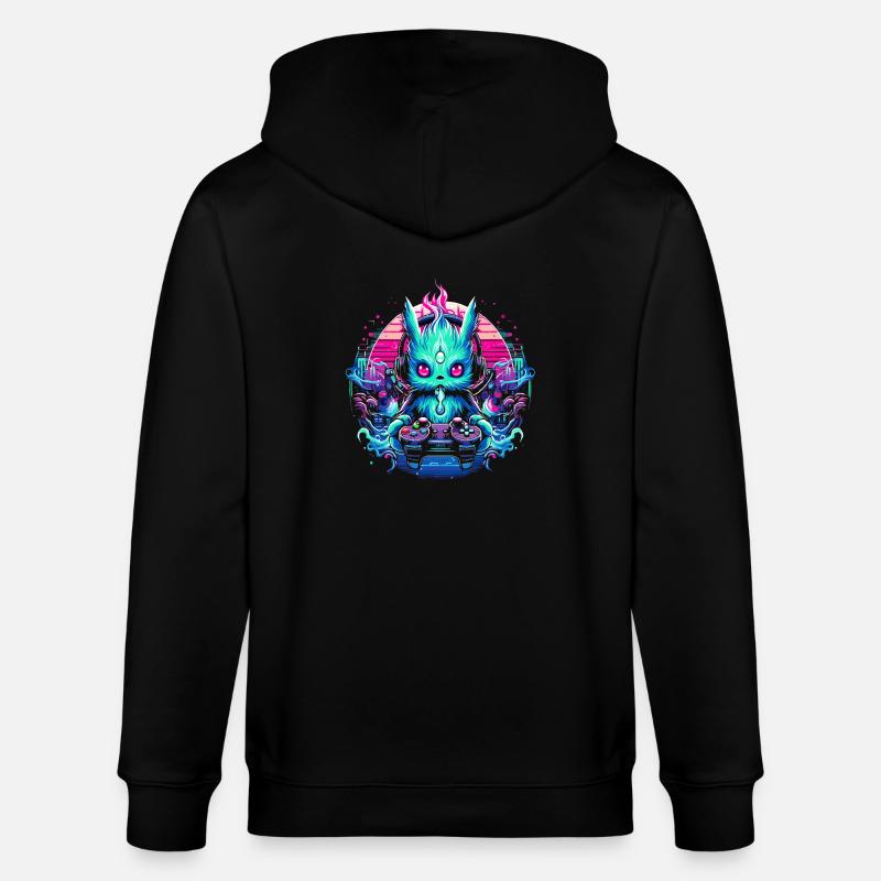 Synthwave Zocker Gaming Alien - Stanley/Stella Unisex Bio-Kapuzenjacke CULTIVATOR  - Schwarz