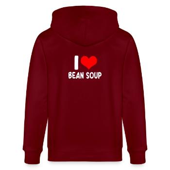 Ich Liebe Bohnensuppe - Stanley/Stella Unisex Bio-Kapuzenjacke CULTIVATOR  - Burgunderrot - Hinten - Anna (173cm)