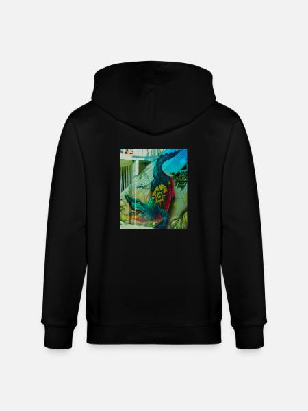 Crocodile Mural, Mexico City - Stanley/Stella CULTIVATOR Unisex Organic Hooded Jacket - black