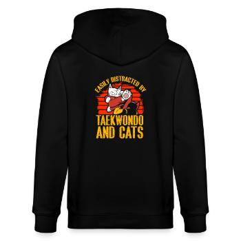 Lässt sich leicht von Taekwondo und Katzen ablenken - Stanley/Stella Unisex Bio-Kapuzenjacke CULTIVATOR  - Schwarz - Hinten - Anna (173cm)