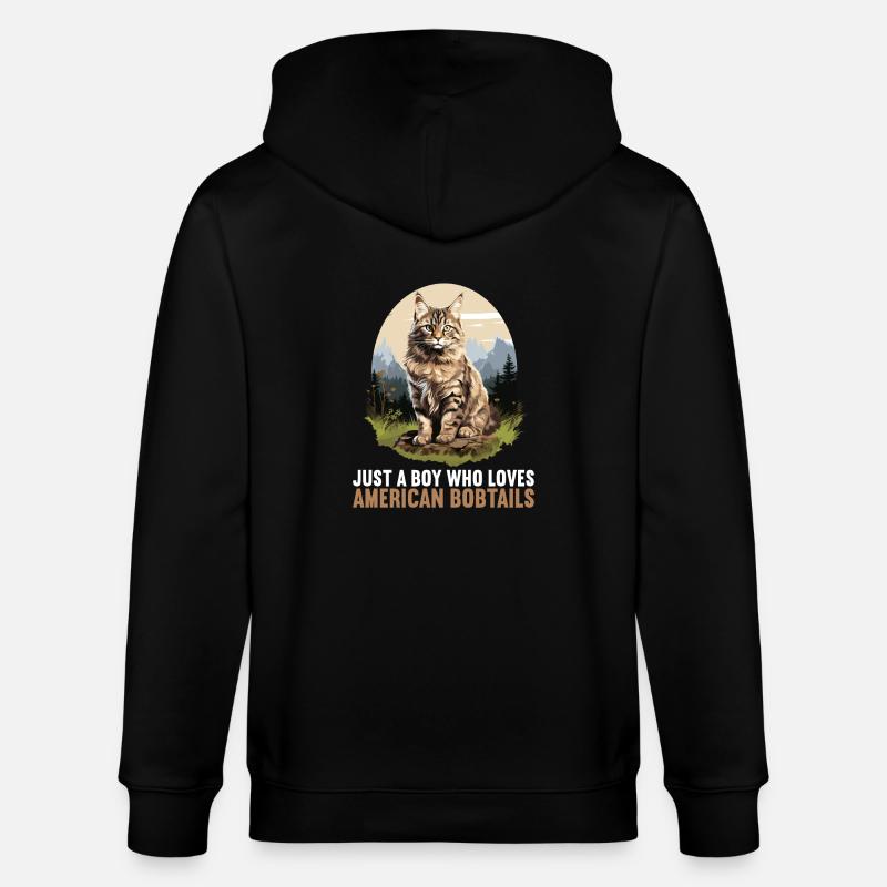 Chat Chats American Bobtail - Veste à capuche bio CULTIVATOR Stanley/Stella Unisexe - noir