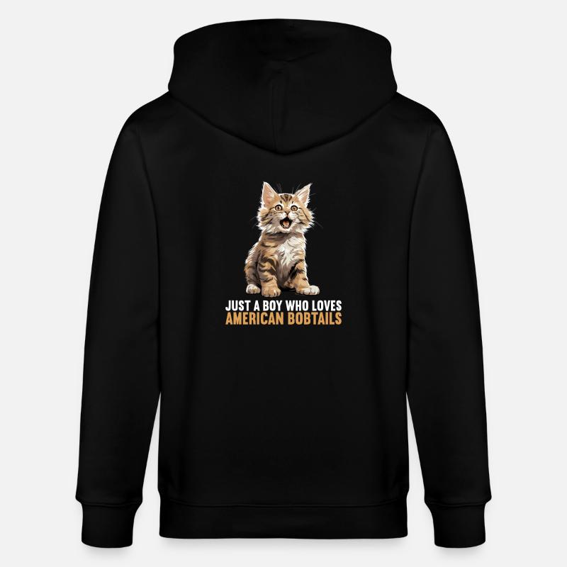 Chat Chats American Bobtail - Veste à capuche bio CULTIVATOR Stanley/Stella Unisexe - noir