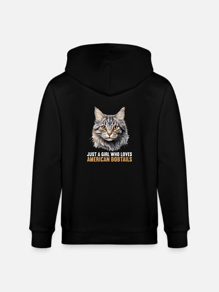 Cat Cats American Bobtail - Stanley/Stella CULTIVATOR  Unisex Organic Hooded Jacket - black