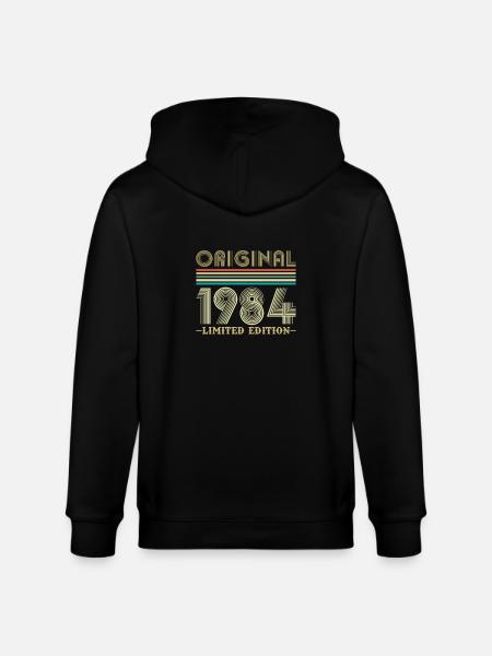 Vinatge 1984 Birthday Gift - Stanley/Stella CULTIVATOR  Unisex Organic Hooded Jacket - black