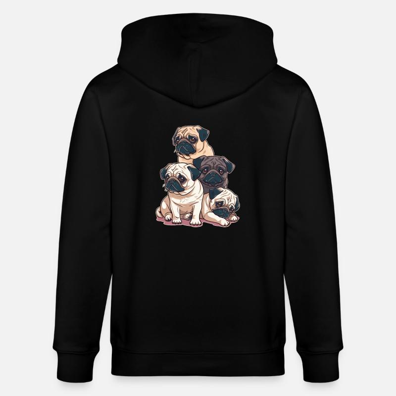 Pug Stack - Stanley/Stella CULTIVATOR  Unisex Organic Hooded Jacket - black