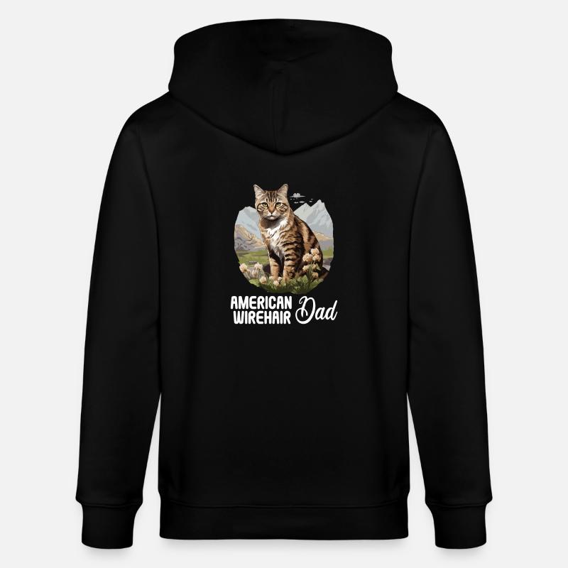 Chat Chats American Wirehair - Veste à capuche bio CULTIVATOR Stanley/Stella Unisexe - noir