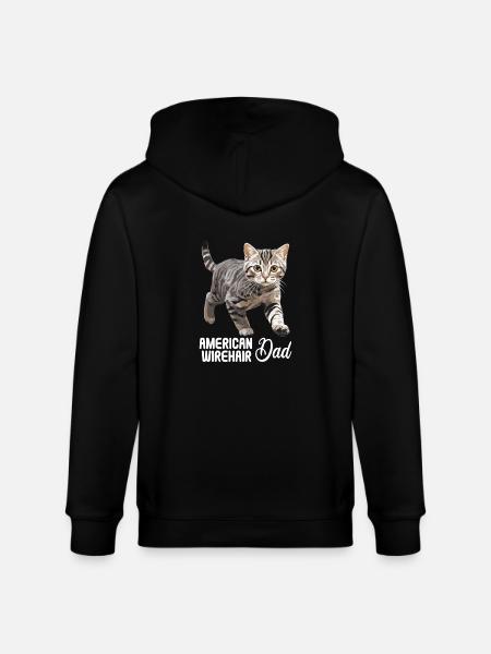 Cat Cats American Wirehair - Stanley/Stella CULTIVATOR Unisex Organic Hooded Jacket - black