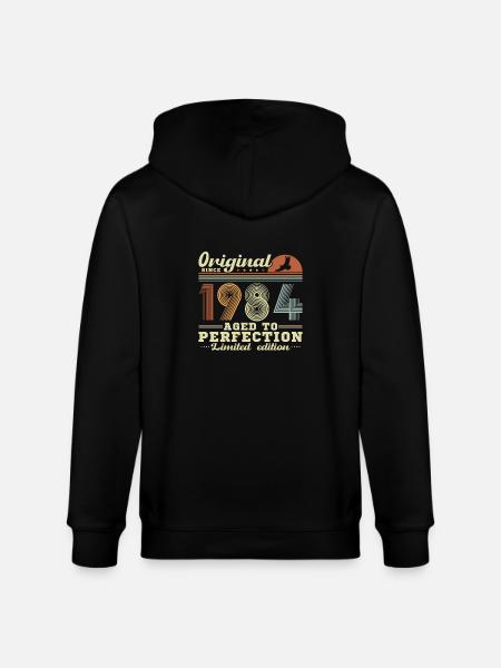 Vinatge 1984 Birthday Gift - Stanley/Stella CULTIVATOR Unisex Organic Hooded Jacket - black