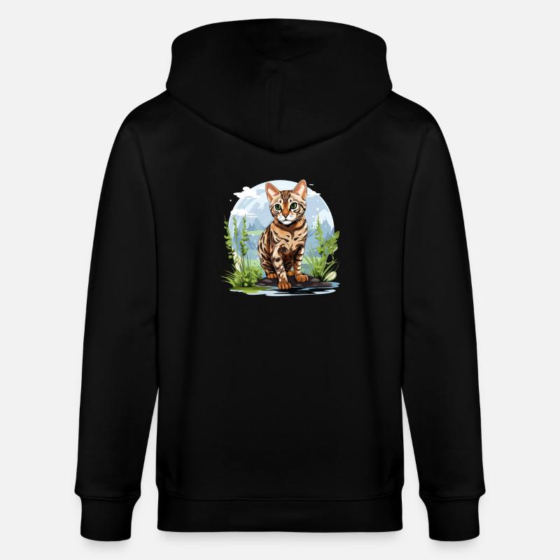 Chat du Bengale Bengalkatze - Veste à capuche bio CULTIVATOR Stanley/Stella Unisexe - noir