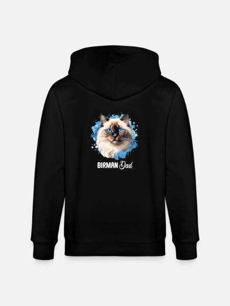 Birman Cat Birma Katze - Stanley/Stella CULTIVATOR Unisex Organic Hooded Jacket - black