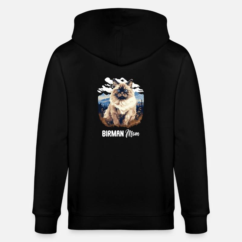 Birman Cat Birma Katze - Stanley/Stella CULTIVATOR  Unisex Organic Hooded Jacket - black
