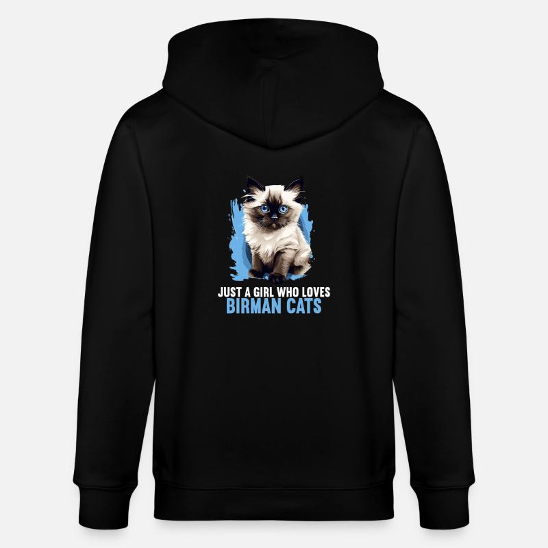 Chat de Birmanie Birma Katze - Veste à capuche bio CULTIVATOR Stanley/Stella Unisexe - noir