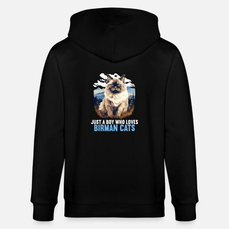 Birman Cat Birma Katze - Stanley/Stella CULTIVATOR  Unisex Organic Hooded Jacket - black