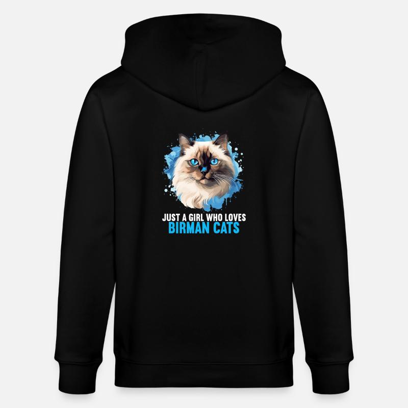 Birman Cat Birma Katze - Stanley/Stella CULTIVATOR  Unisex Organic Hooded Jacket - black